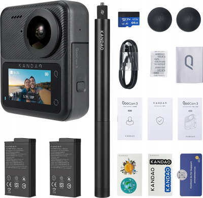 Kamerë aksion Kandao QooCam 3 360°, Travel Combo, e zezë