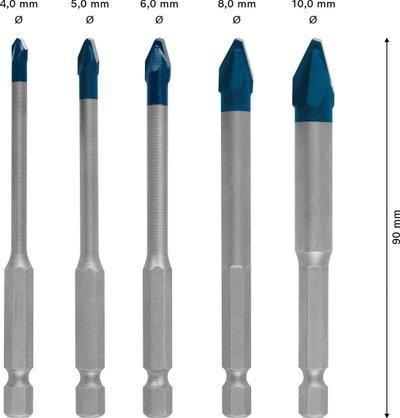 Set shirboresh Bosch EXPERT HardCeramic HEX-9, 4-10 mm, 5 copë