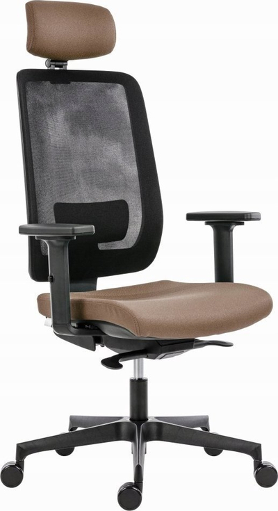 Karrige zyre Powerton Lucie, ergonomike, me krahë, bezhë
