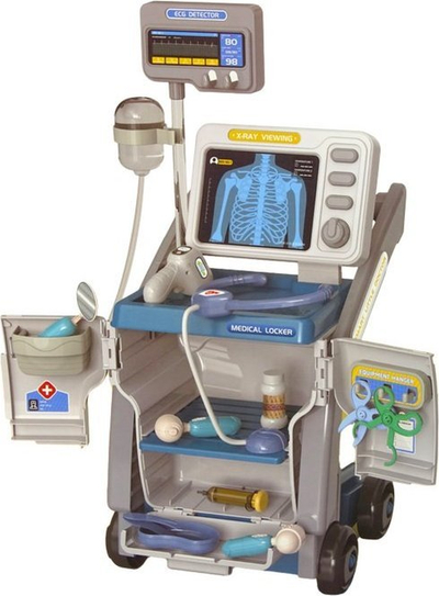 Сет доктори Leantoys Little Doctor Set, со количка, со светла, сина