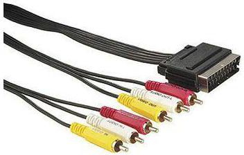 Kabllo Scart - RCA (Cinch) x6, 5m, e zezë