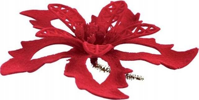 Lule dekorative Titanum Flocked Poinsettia, set 2 copë, 11.5 cm, të kuqe
