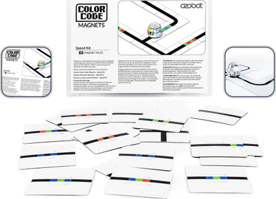 Set magnetik me kode ngjyrash Ozobot MINT Speed, pllaka programimi për robot, shumëngjyrësh