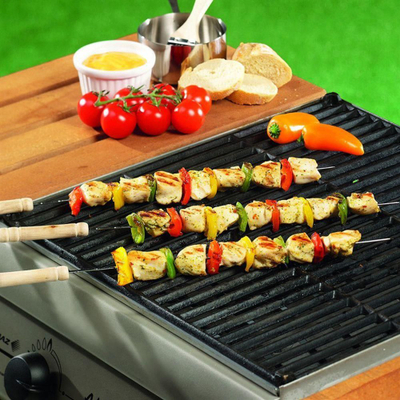 Shkopinj BBQ për skarë, çelik, set me 4 copa, 38.5 cm