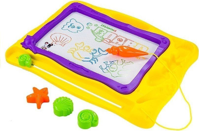 Lodër tabelë vizatimi magnetike Drawing Board, me 3 stampila, motiv deti, shumëngjyrëshe