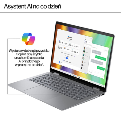 Laptop konvertues HP Envy x360 14-fa0016nw, Ryzen 7 8840HS, 14" WUXGA Touch, 16GB RAM, 512GB SSD, argjendtë