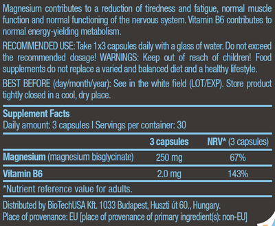 Minerale BioTechUSA Magnesium Bisglycinate, 90 kapsula