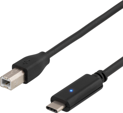 Кабел USB Deltaco USBC-1016, USB C во USB B, 2m, USB 2.0, црн