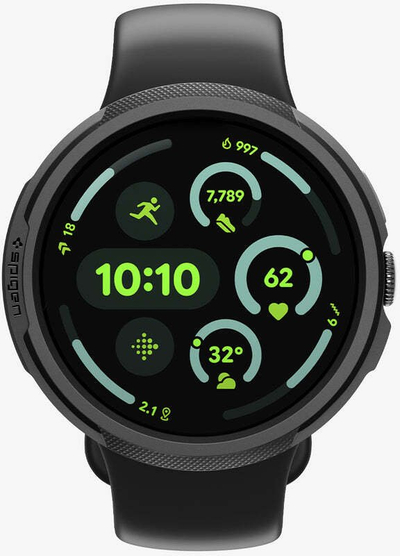 Mbështjellës ore inteligjente Spigen Liquid Air për Pixel Watch 4 45mm, TPU i butë, me bazë karikimi, i zi mat