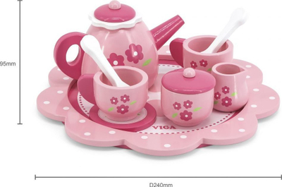 Set çaji dhe kafeje Viga Tea and Coffee, prej druri, motive me lule rozë