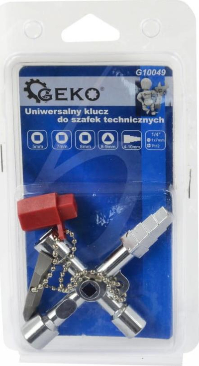 Çelës universal për kabinete teknike GEKO, shumëfunksional, metalik