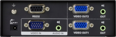 Ndarës video ATEN VS0102, VGA me 2 porta, me audio, ngjyrë e zezë