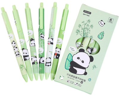 Set stilolapsa xheli Panda Bamboo, 0.5mm, bojë e zezë, 6 copë
