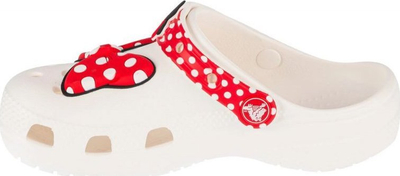 Sandale për kalamaj Crocs Disney Minnie Mouse Classic Clog, Croslite, me rrip mbrapa, të bardha me të kuqe