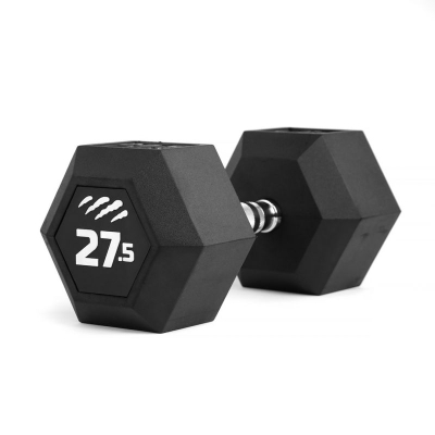Hantell Tiguar HEX, 27.5 kg, me gomë, i zi