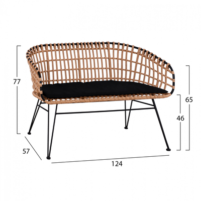 Stol metalik Allegra HM5692, wicker, 124x57x77 cm, zi bezhë