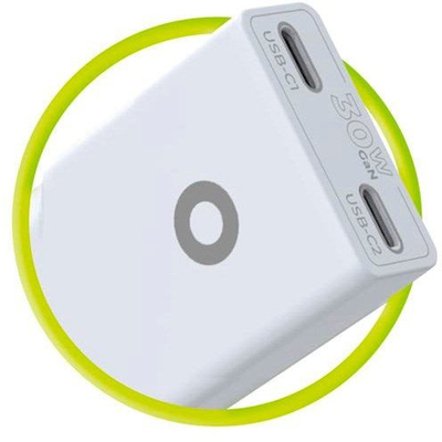 Полнач за ѕид Mobile Origin MO18 GaN, 30W, две USB C порти, бел