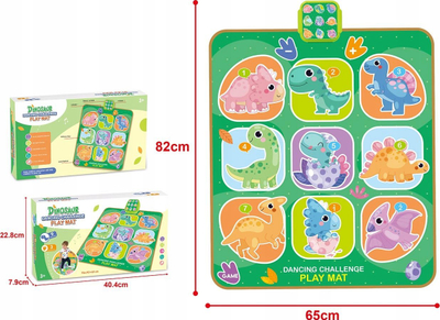 Tapet muzikor për kalamaj Dinosaur Dancing Challenge, interaktiv, 82x65cm, jeshil shumëngjyrësh