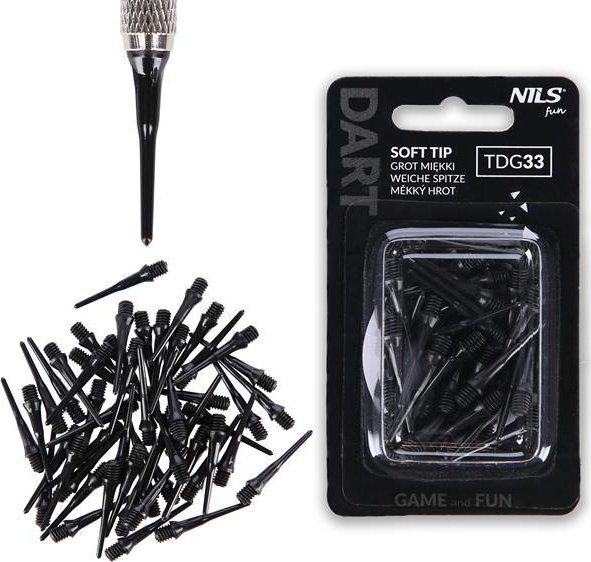 Maja plastike dart NILS Fun Triton Soft Tip TDG33, set 50 copë, filetë 2BA, e zezë