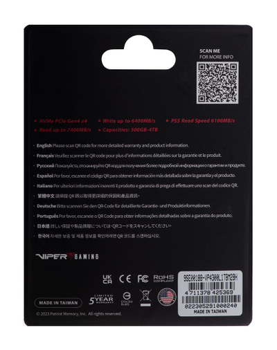 Disk SSD Patriot Memory VP4300 Lite, 1TB, M.2 PCIe 4.0, 7400MB/s, i zi