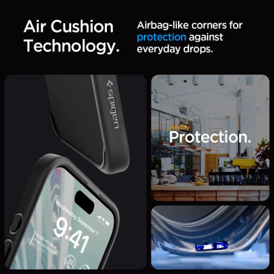 Mbulesë telefoni Spigen Ultra Hybrid për iPhone 15 Pro 6.1", transparente me kornizë frost black
