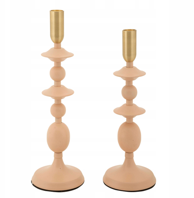 Set mbajtëse qiriri Mauro Ferretti Gemini, 2 copë, dekorativ, rozë pastel