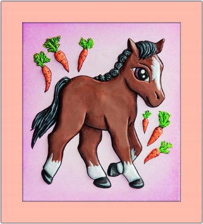 Set kreativ pikturimi Mirage Hobby Convex Coloring Picture Holstein Horse, figurë plastike 3D, bojëra uji, shumëngjyrësh