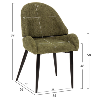 Karrige Sarky 55x62x89Hcm (HM8585.03), gjelbër/ zezë