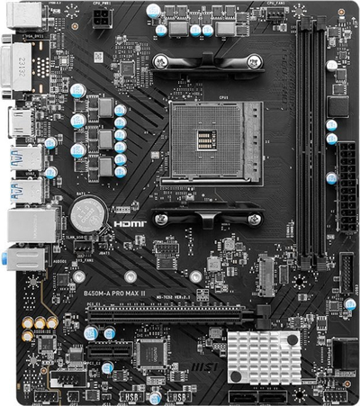 Pllakë amë MSI B450M A PRO MAX II, micro ATX, Turbo M.2, ngjyrë e zezë