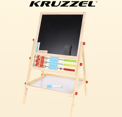 Tabelë druri dyanshe Kruzzel 22472, me abakus dhe alfabet, natur