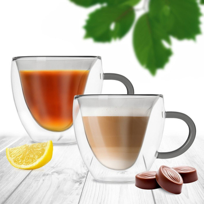 Сет чаши Orion DOUBLE, стакло со двојни ѕидови, 280 ml, транспарентни