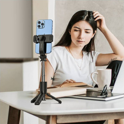 Tripod mini për telefon HOCO K17, i hapshëm, me telekomandë, ngjyrë e zezë