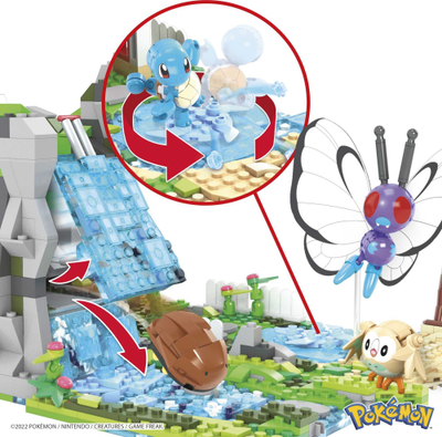 Lodër ndërtuese MEGA Pokémon Jungle Voyage, 1362 pjesë, 4 figura, shumëngjyrëshe