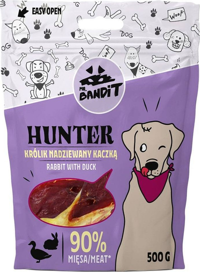 Shujtë për qen Mr. Bandit Hunter Lepur me Rosë, 90% mish, 500g