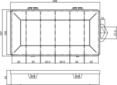 Организер кутија InLine, 6 прегради, 206x107x33mm, проѕирна