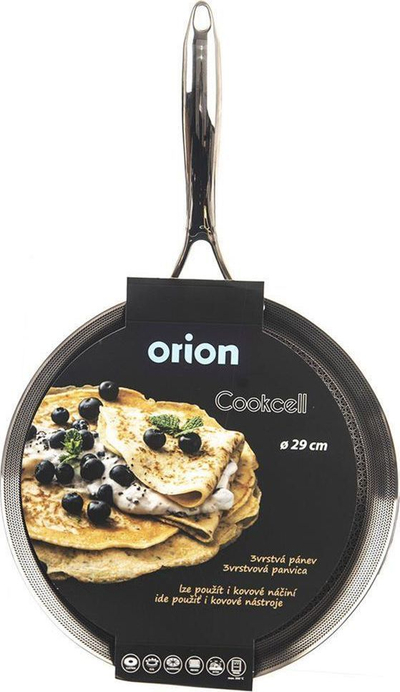 Tigan për pallaçinka Orion COOKCELL, 29 cm, inoks me shtresë jo ngjitëse, argjendtë