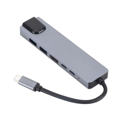 HUB USB Gembird Multi Adapter Type-C 5 në 1, HDMI, LAN, gri