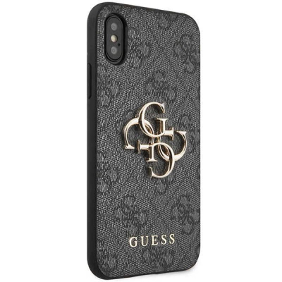 Futrollë telefoni Guess GUHCPX4GMGGR, iPhone X XS, 4G Big Metal Logo, gri