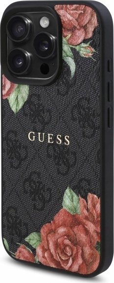 Mbulesë telefoni Guess 4G Flowers, për iPhone 16 Pro Max 6.9", MagSafe, e zezë
