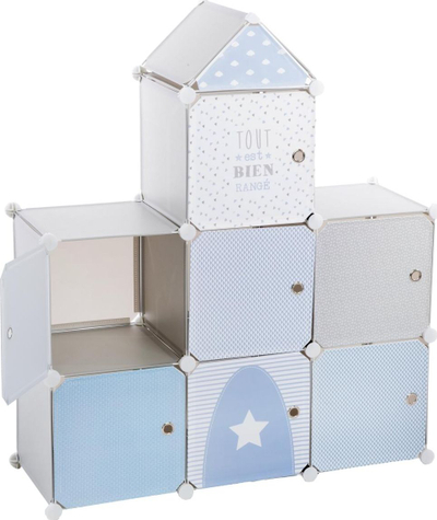 Kabinet organizues për kalamaj Castle, 7 ndarje, 94.5 x 32 x 109 cm, blu gri