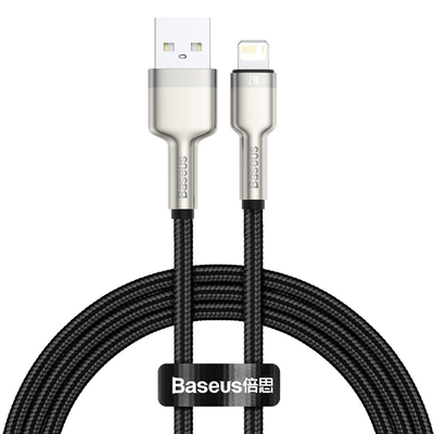 Kabllo karikimi Baseus Cafule Metal, USB në Lightning, 1m, 2.4A, i zi