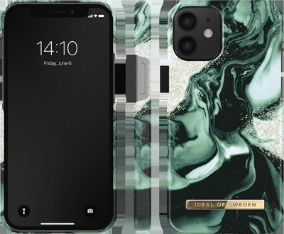 Këllëf telefoni iDeal of Sweden Fashion Case, për iPhone 13 Mini, Golden Olive Marble, jeshil