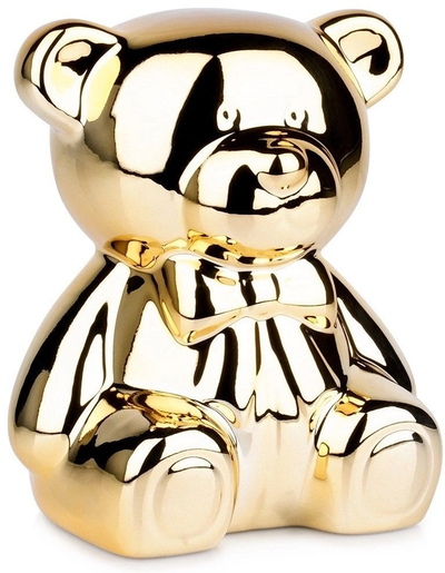 Kase kursimi dekorative Piggy Bank, qeramike, pasqyrë ari, 14.5x12.5x17cm