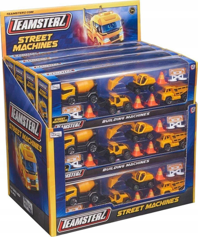 Set lodrash ndertimi Teamsterz Building Machines, makina metalike me gjithe aksesorët, te verdha