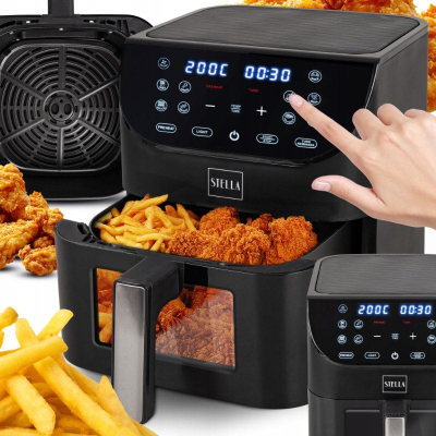 Fritezë ajri Stella STAF-1500-6-C, 6 litra, 1500W, e zezë
