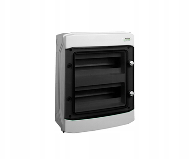 Kasetë shpërndarëse Noark N/t PHS 24T FB, 24 module 2x12, IP65, derë transparente e tymosur, gri