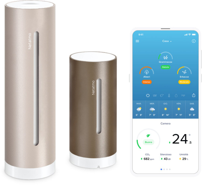 Stacion moti Netatmo Weather Station 2nd Generation NWS S, i zgjuar, me kapak Sandstone