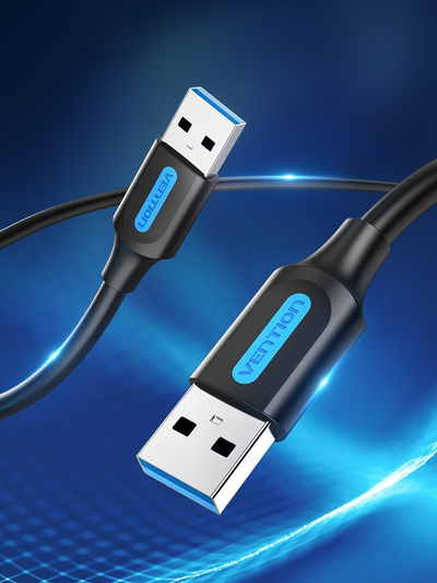 Kabllo USB Vention USB 3.0, USB A mashkull në USB A mashkull, 0.5 m, i zi
