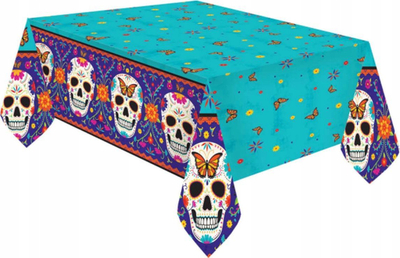 Mbulesë tavoline Amscan Day of the Dead Skull Halloween, 120 x 180 cm, shumëngjyrëshe