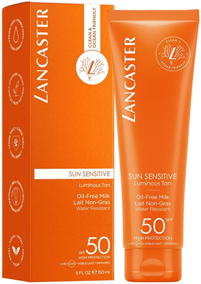 Qumësht mbrojtës ndaj diellit Lancaster Sun Sensitive Luminous Tan- Oil-Free Milk SPF50, 150 ml